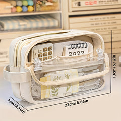 Large Capacity Pencil Case Stationery Bag Handheld Portable for Office School