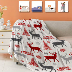 Christmas Flannel Blanket Print Warm Cozy Soft Comfortable Throw Blanket