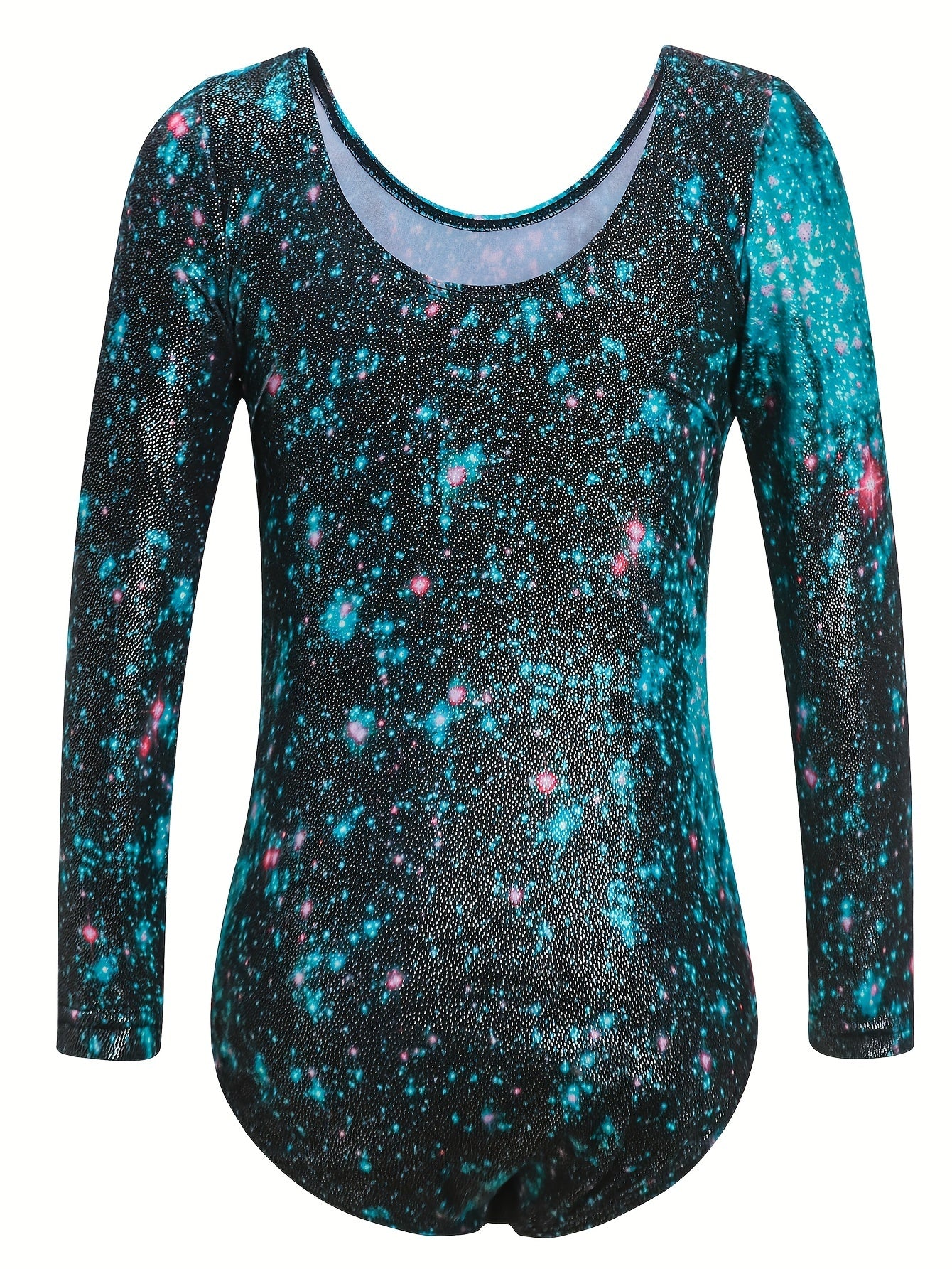 Unicorn Sky Graphic Long Sleeve Ballet Leotard Girls Gymnastics Suit