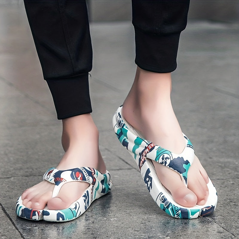 Men's Graphic Thong Sandals Casual Non Slip Flip flops Shoes