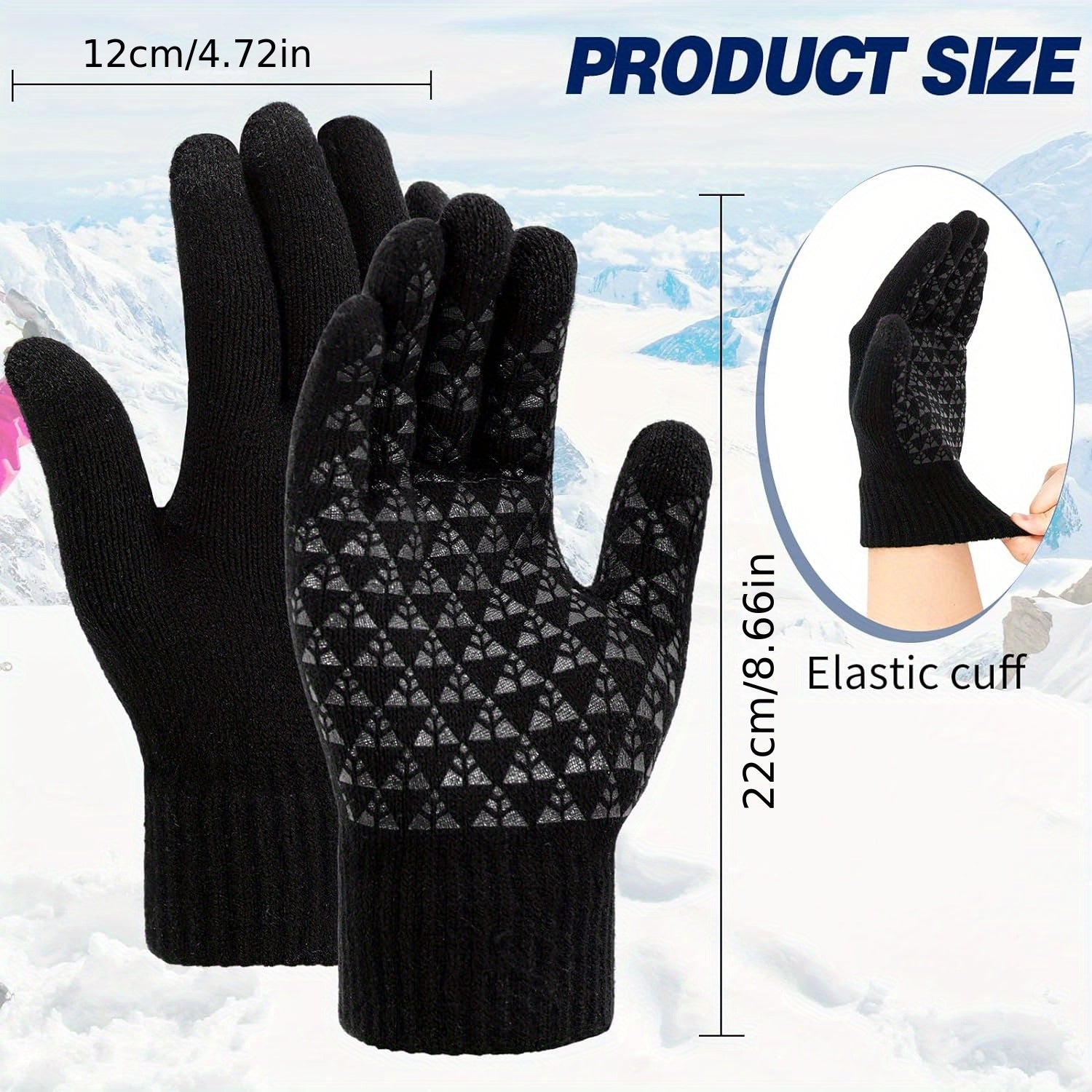 2 Pairs Winter Touch Screen Knit Gloves Anti Slip Thermal Gloves