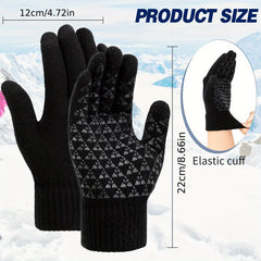 2 Pairs Winter Touch Screen Knit Gloves Anti Slip Thermal Gloves