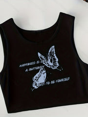 Graphic Print Tank Top 4 Pack Sexy Crew Neck Summer Sleeveless Top