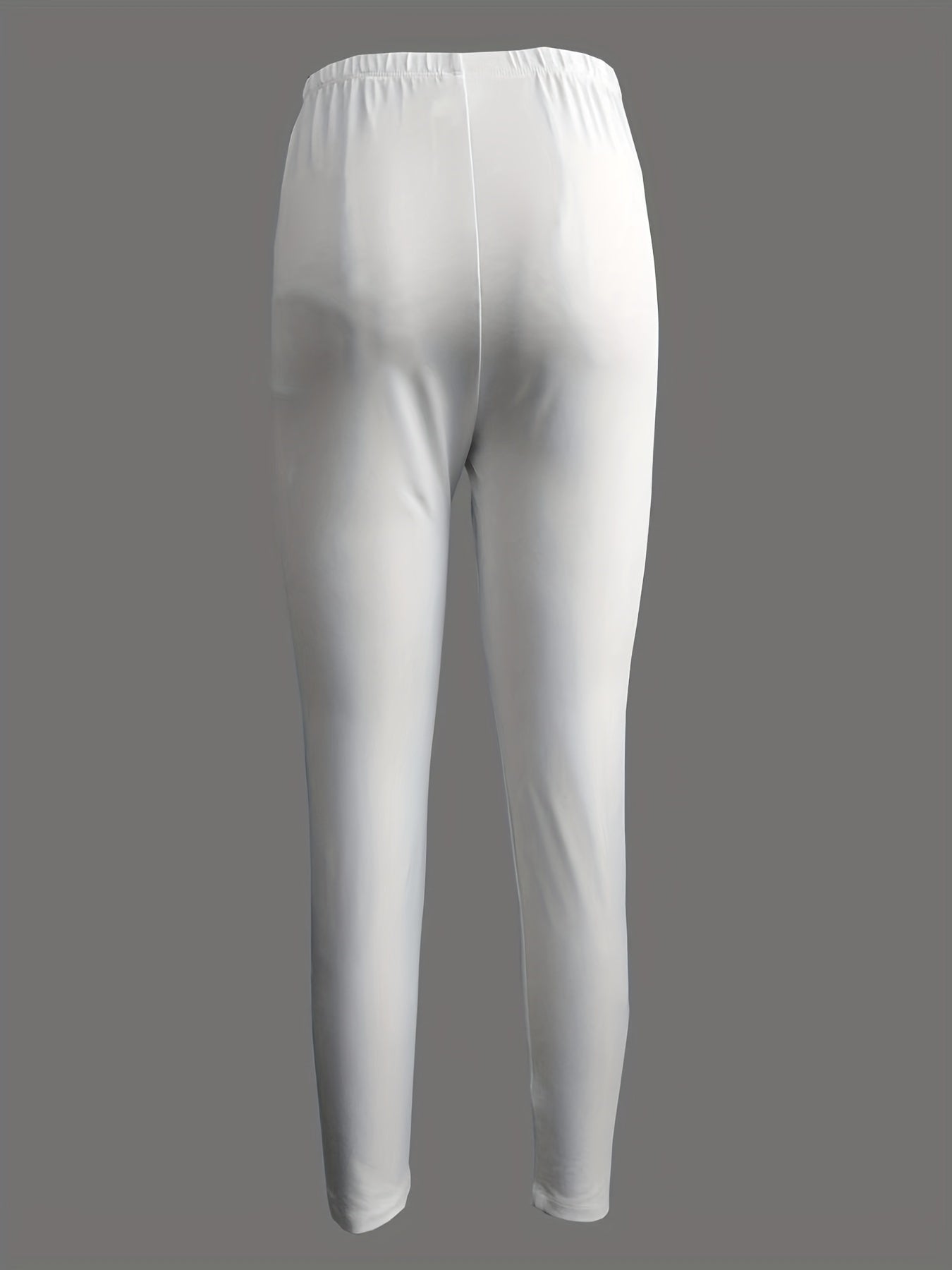 Solid High Waist Skinny Leggings Casual Stretchy Cropped Leggings