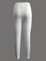 Solid High Waist Skinny Leggings Casual Stretchy Cropped Leggings