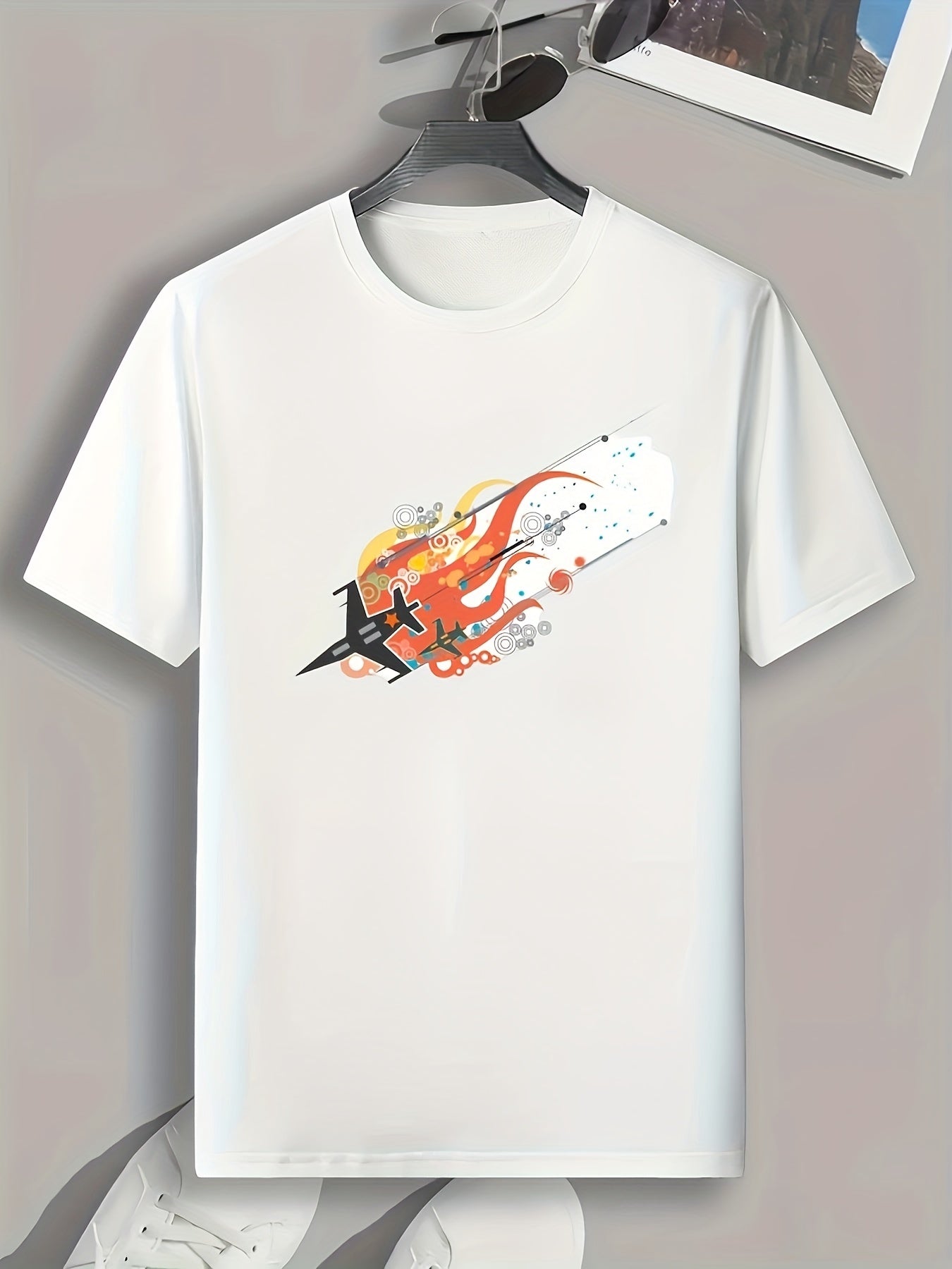 Plane Print Men's Graphic T shirt Casual Tee For Summer