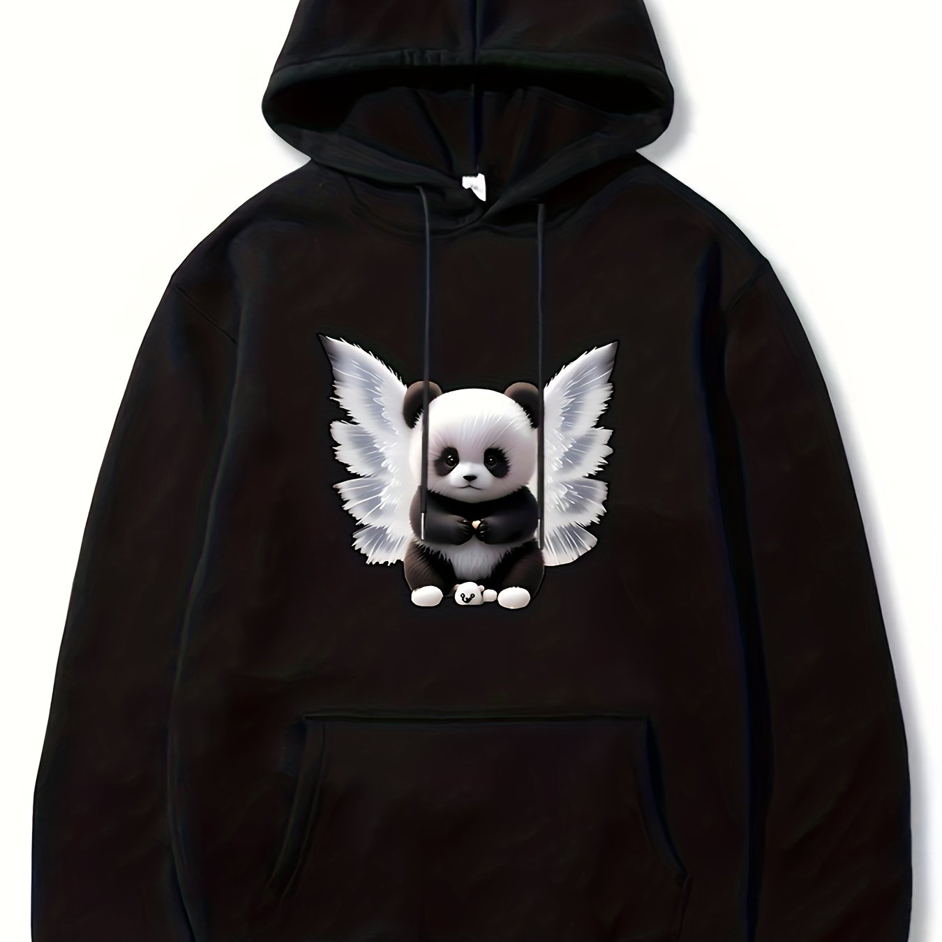 Panda & Wings Print Hoodie For Men Casual Hooded Long Sleeve Top Gift
