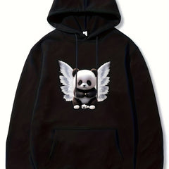Panda & Wings Print Hoodie For Men Casual Hooded Long Sleeve Top Gift