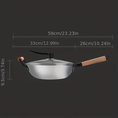 32 Non Stick Honeycomb Coating Wok With Lid Stainless Steel Deep Frying Pan