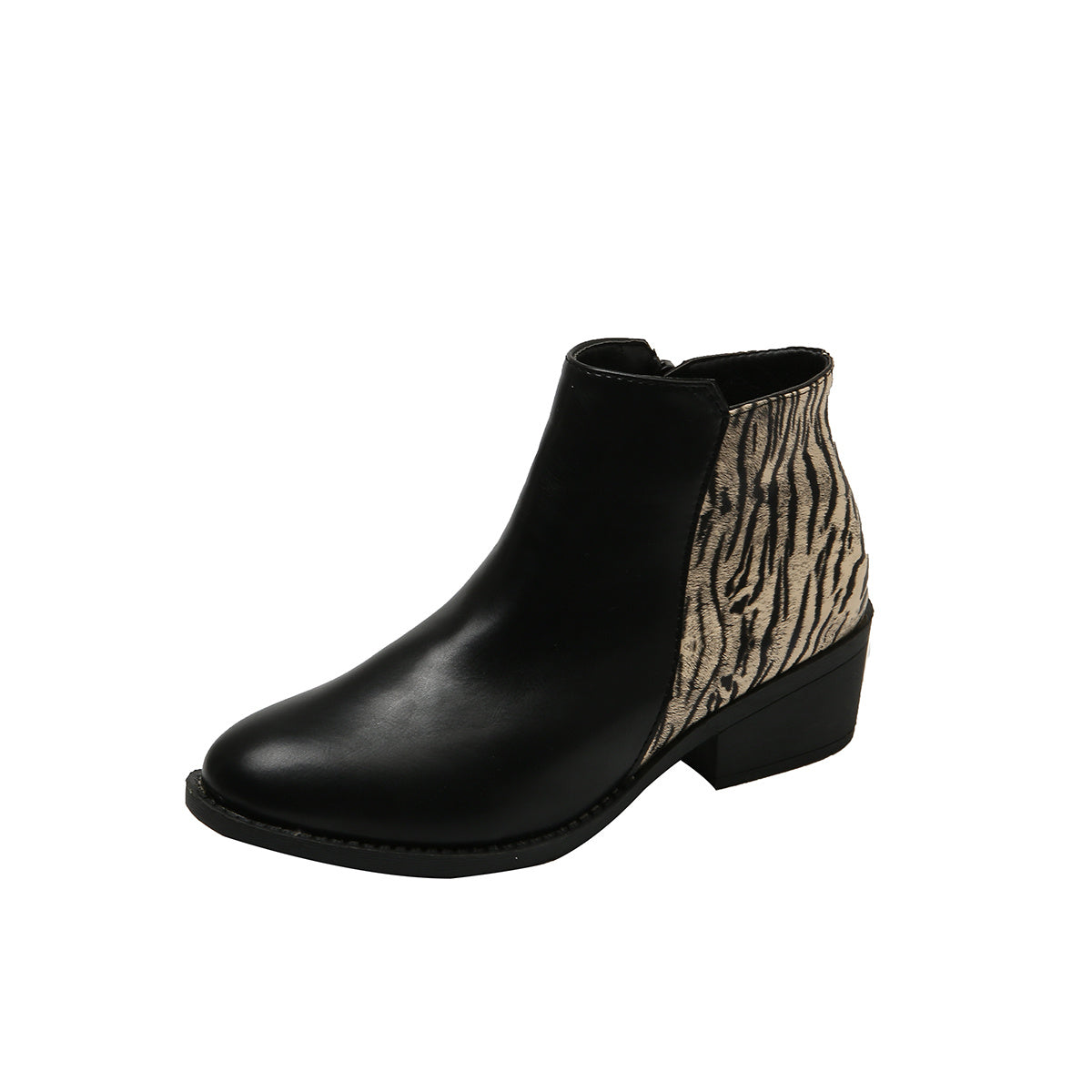 Women's Tiger Print Short Boots Side Zipper Fashionable Boots