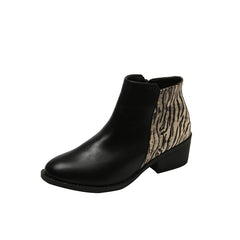 Women's Tiger Print Short Boots Side Zipper Fashionable Boots