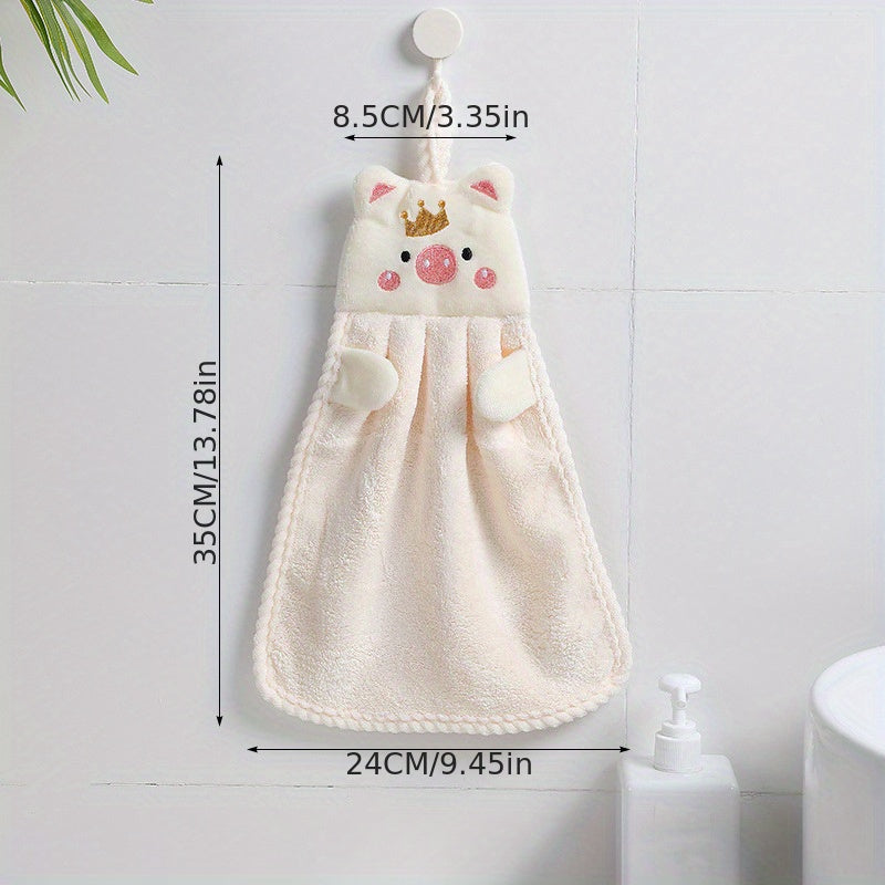 Cartoon Animal Shape Hanging Towel Coral Fleece Soft Towel