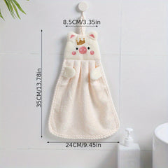 Cartoon Animal Shape Hanging Towel Coral Fleece Soft Towel