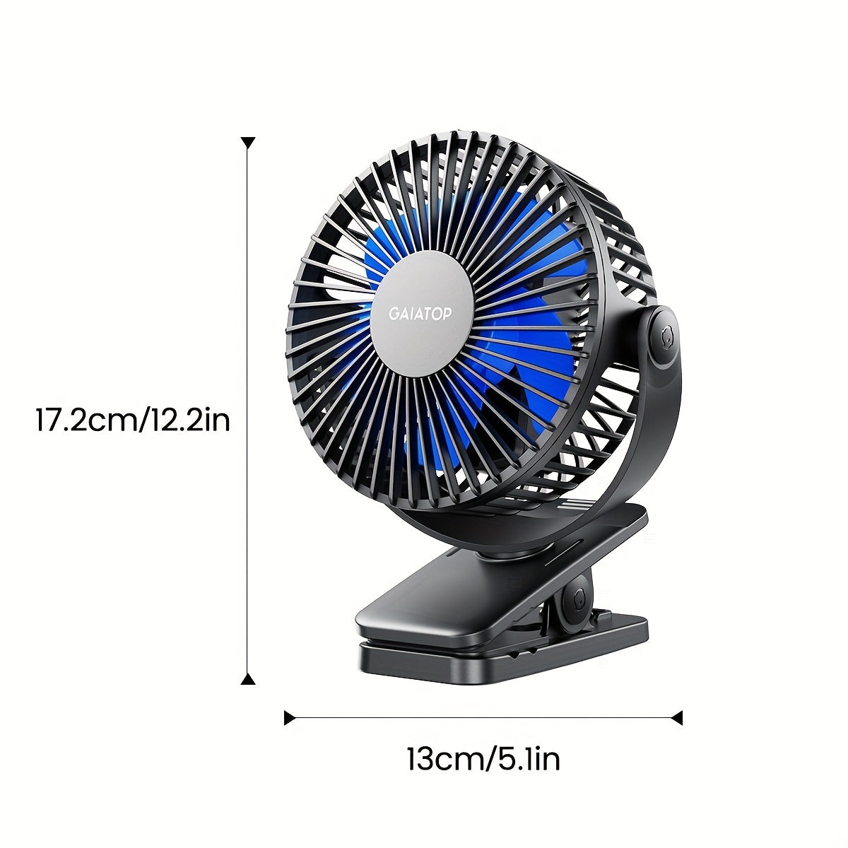 Portable Clip On Fan USB Desk Fan 3 Speed Quiet Rechargeable Mini Table Fan
