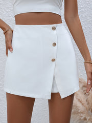 High Waist Solid Skorts Zip Back Summer Shorts
