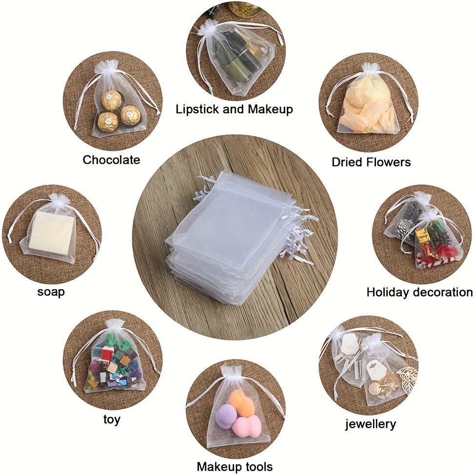 20pcs Sheer Organza Bags Wedding Favor Bags With Drawstring Jewelry Gift Bags