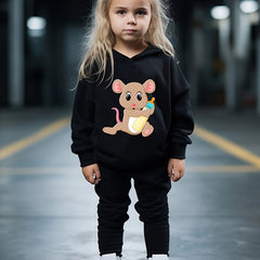 Baby Mouse Print 2pcs Girls Outfits Hoodies Jogger Pants Set