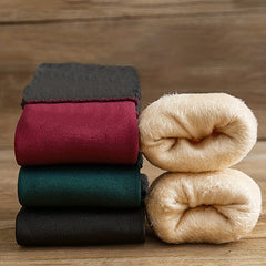 4 Pairs Plush Lined Socks Comfy Warm Mid Tube Women's Stockings