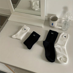 2 Pairs Eyes Pattern Socks Comfy & Mid Tube Women's Stockings