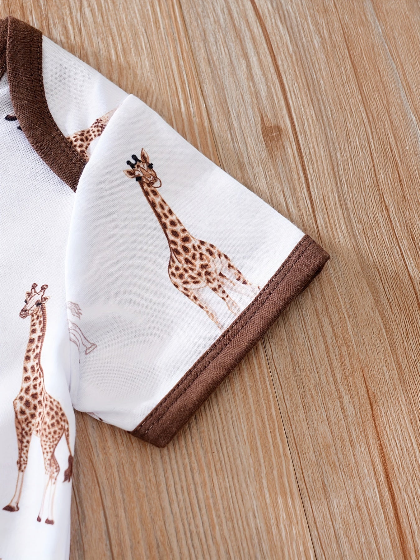 Baby Casual Giraffe Graphic Short Sleeve Romper Jumpsuit