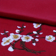 Plum Embroidered Cashmere Scarf Large Blanket Scarf Shawl Outdoor