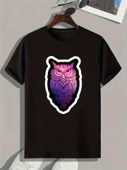 Owl Print Men's Graphic T-shirt for Summer