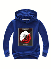 Rose Graphic Hoodie 95% Cotton Pullover for Girls Kids Fall