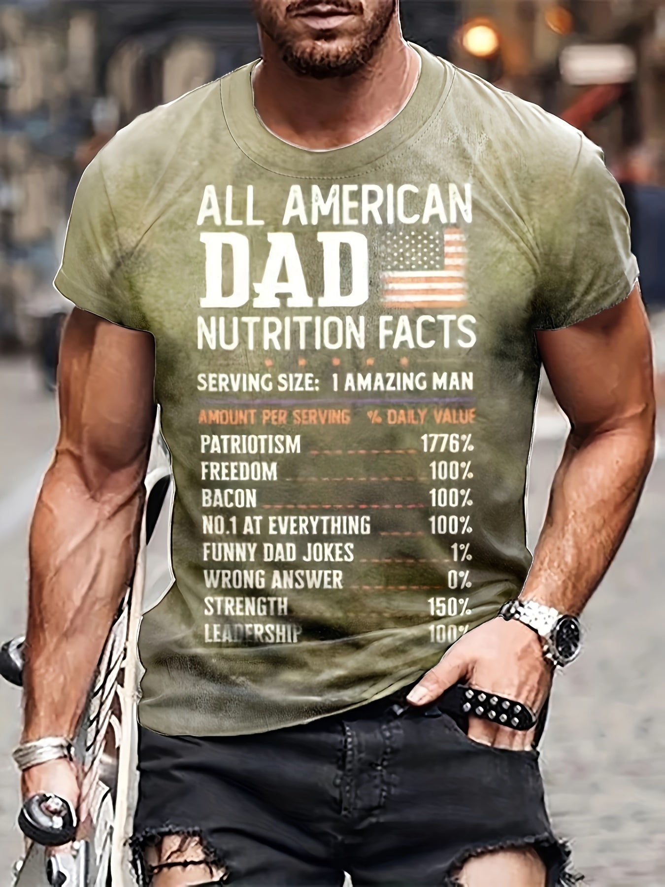 Dad Nutrition Facts Tee Men's Short Sleeve T-shirt Print Graphic Summer Clothes