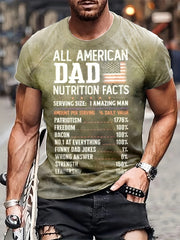 Dad Nutrition Facts Tee Men's Short Sleeve T-shirt Print Graphic Summer Clothes