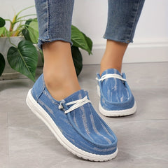 Women's Denim Canvas Slip On Loafers Casual Walking Sneakers