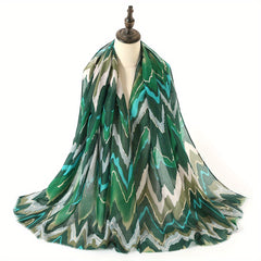 Striped Hot Stamping Scarf Gradient Shawl Windproof Head Wrap