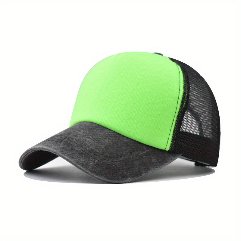 Snapback Trucker Hat Block Grid Baseball Cap Unisex Vintage Peaked Cap Dad Hat