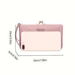 Women's Compact Bifold Wallet Vintage Zipper Kiss Lock Coin Purse
