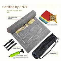 Portable Jigsaw Puzzle Mat Roll with Sorting Trays & Storage Bag