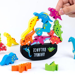 15-Piece Dinosaur Toy Set for Kids 3+ with Wooden Balance Game