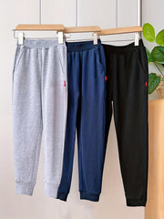 3pcs Boys Solid Cotton Jogger Sweatpants
