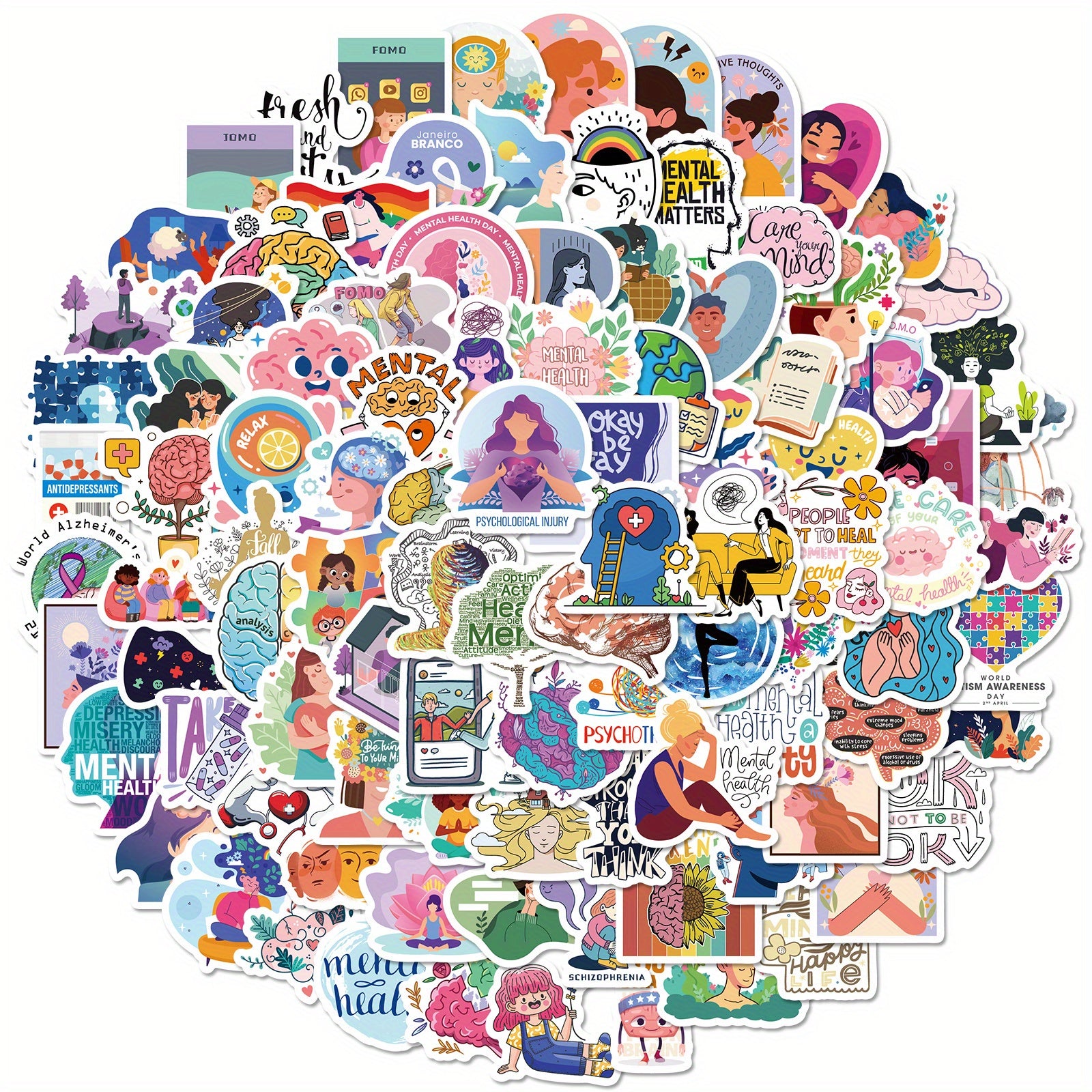 100pcs Mental Health Stickers Inspirational Psychology Stickers For Adults Teens