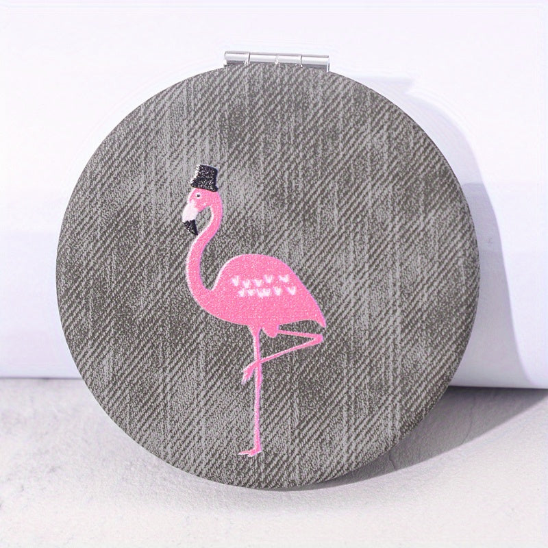 Animal Pattern Compact Mirror Double Sided Foldable Travel Size Vanity Mirror