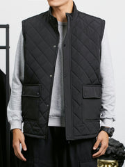Men's Stand Collar Thermal Vest with Zipper