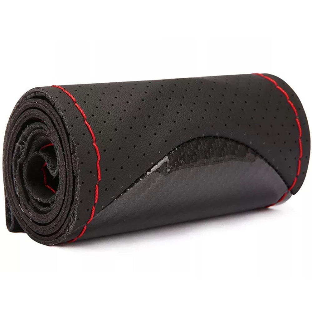 Red Mark Micfiber Carbon Fiber Leather Car Steering Wheel Cover