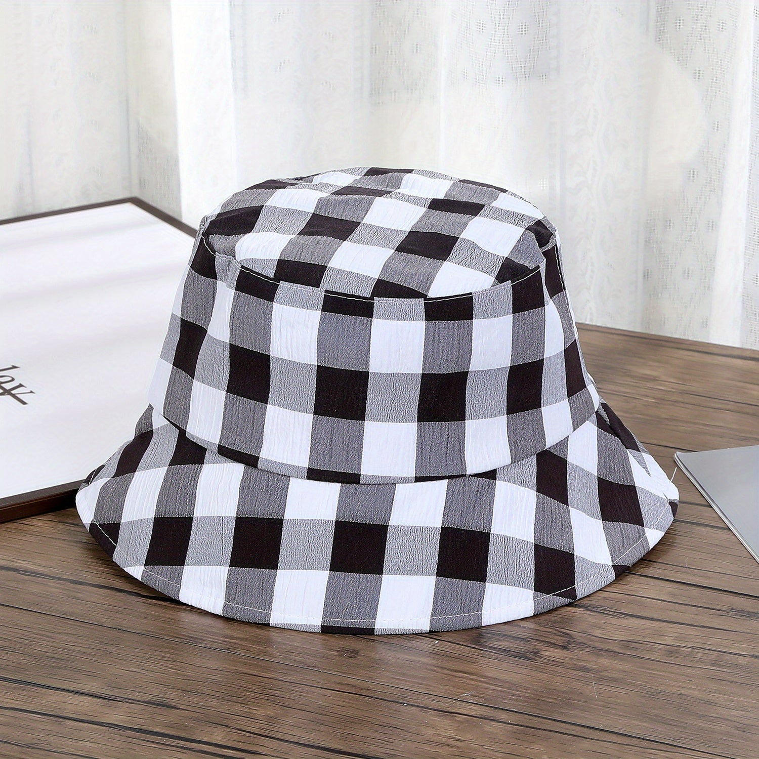 Plaid Print Bucket Hat Lightweight Fisherman Cap