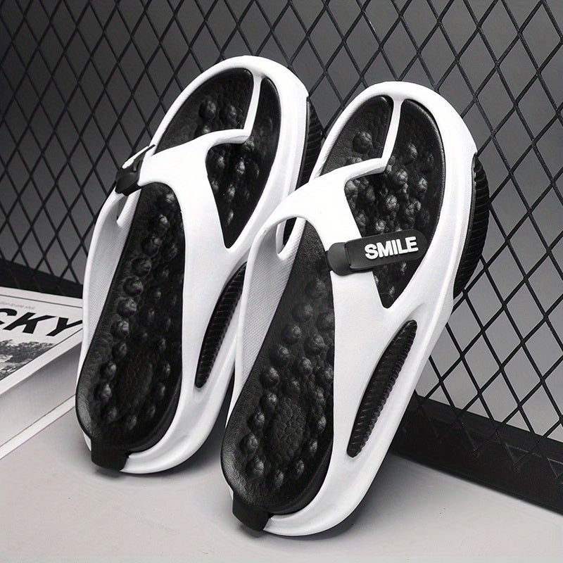 Men's Platform Thong Sandals Casual Smile Detail Non Slip Flip flops