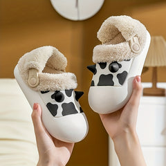 Cute Cartoon Fleece House Shoes for Kids, Non-Slip Soft Bottom Walking Shoes