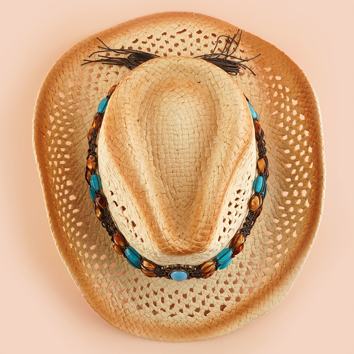 Men's Summer Western Cowboy Straw Beach Hat
