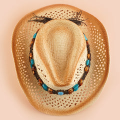 Men's Summer Western Cowboy Straw Beach Hat