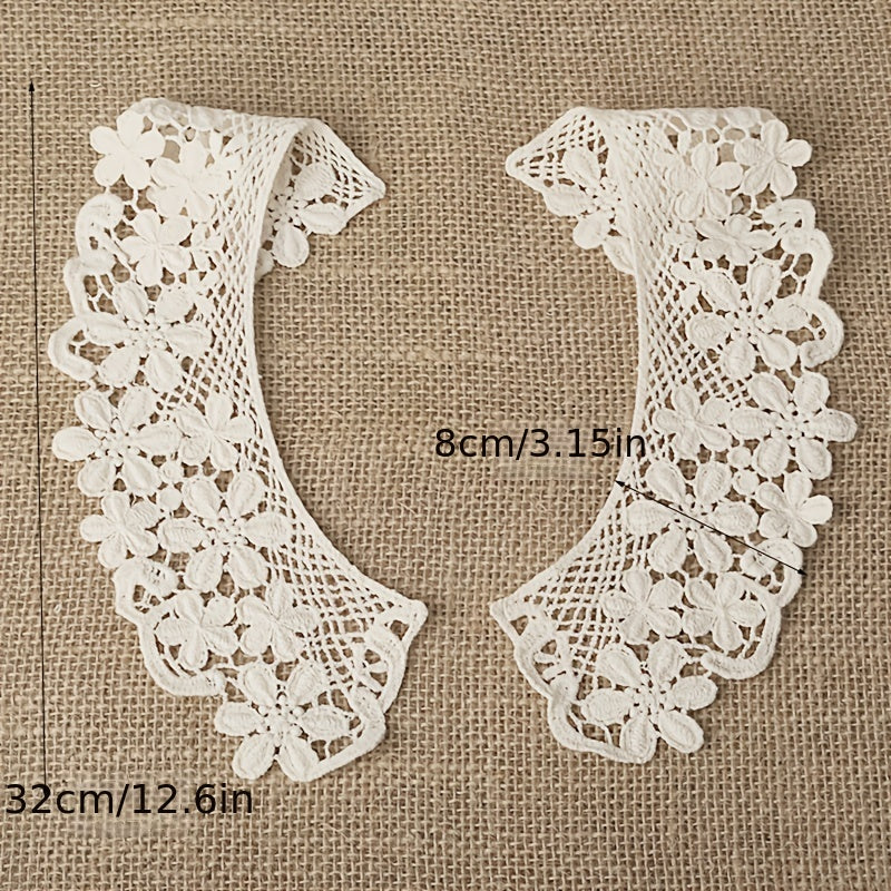 1pair Beige Lace Collar Clothing Accessories