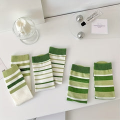 5 Pairs Striped Crew Socks for Women