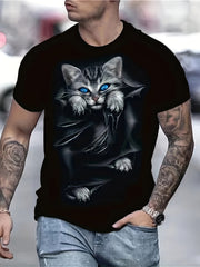Cat 3D Print Men's Short Sleeve T-shirt Graphic Tee Summer Clothes