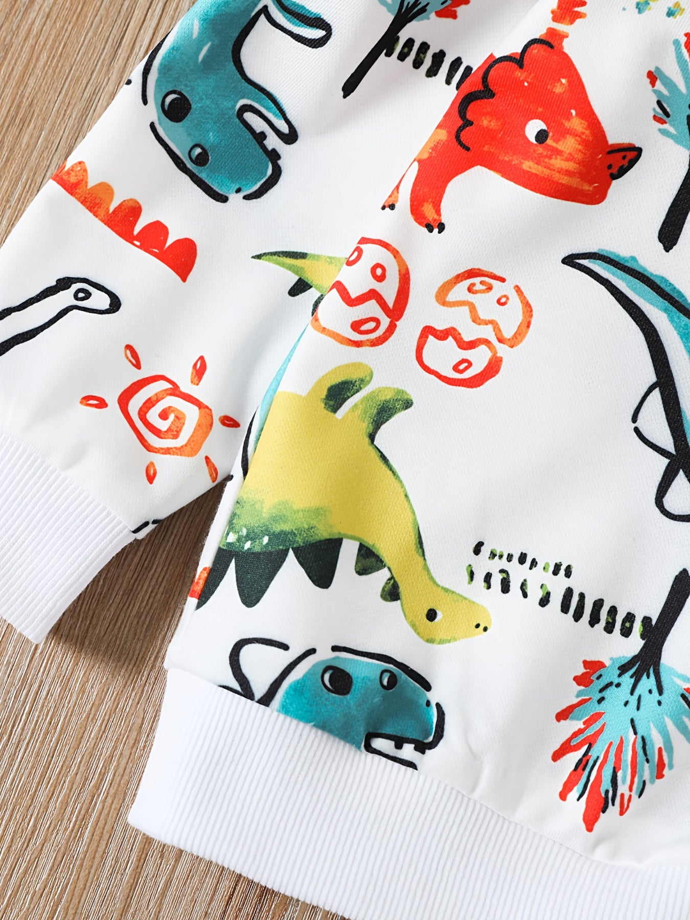 Dinosaur Print Boys Sweatshirt Long Sleeve Crew Neck Tops Kids Clothing