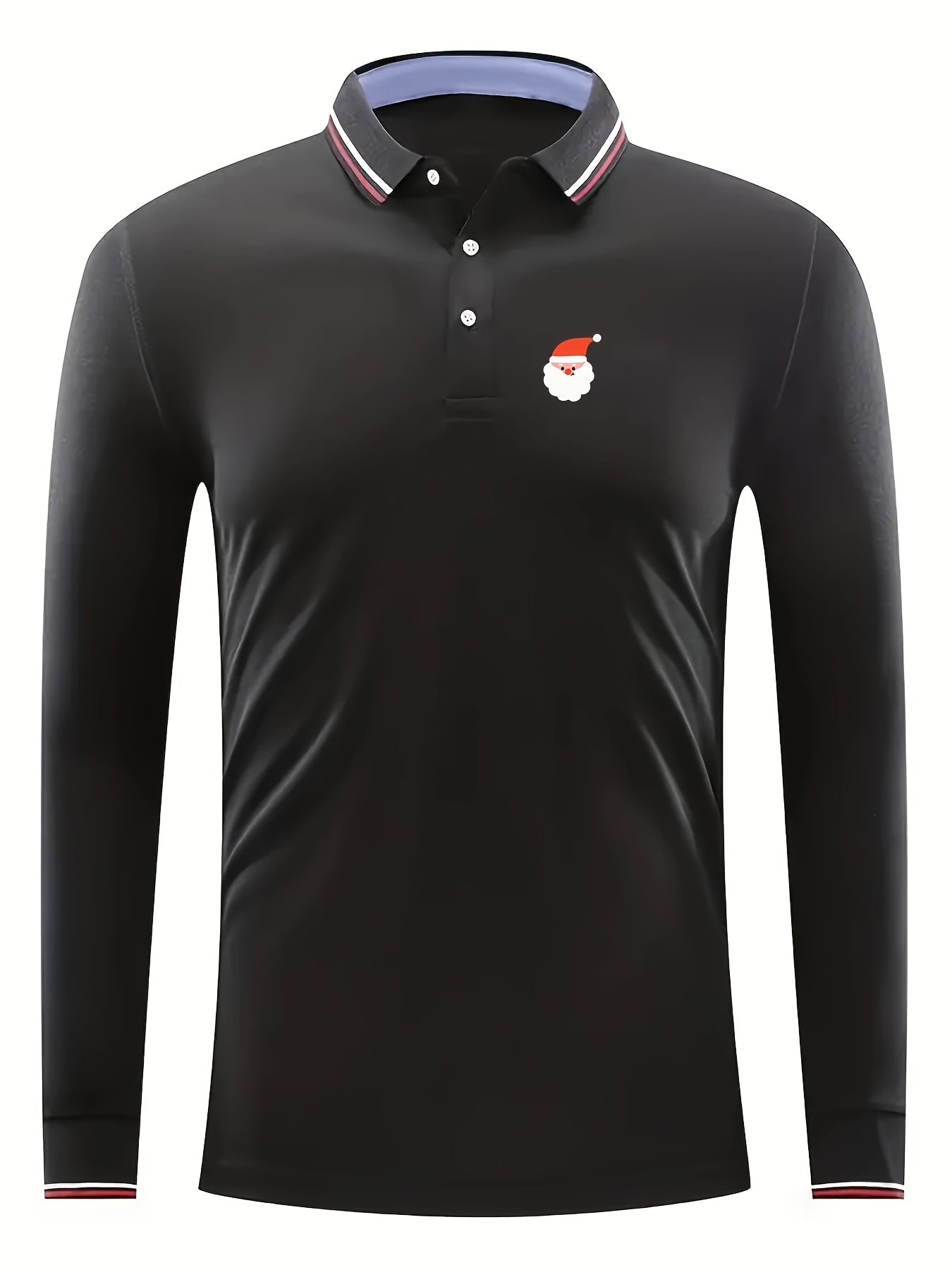 Men's Santa Claus Lapel Shirt Long Sleeve Golf Tennis Top